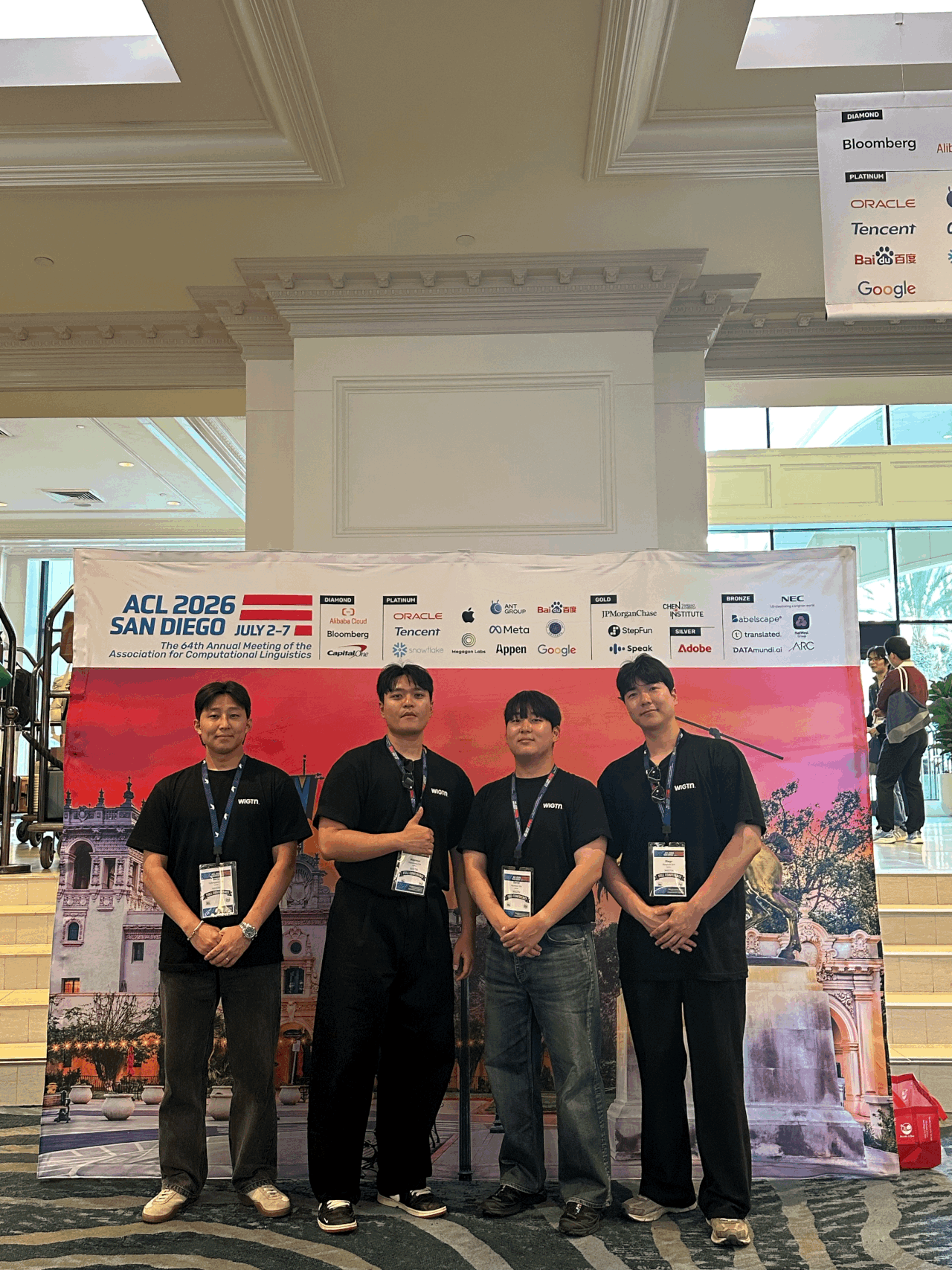 Four WIGTN team members at ACL 2026 in San Diego